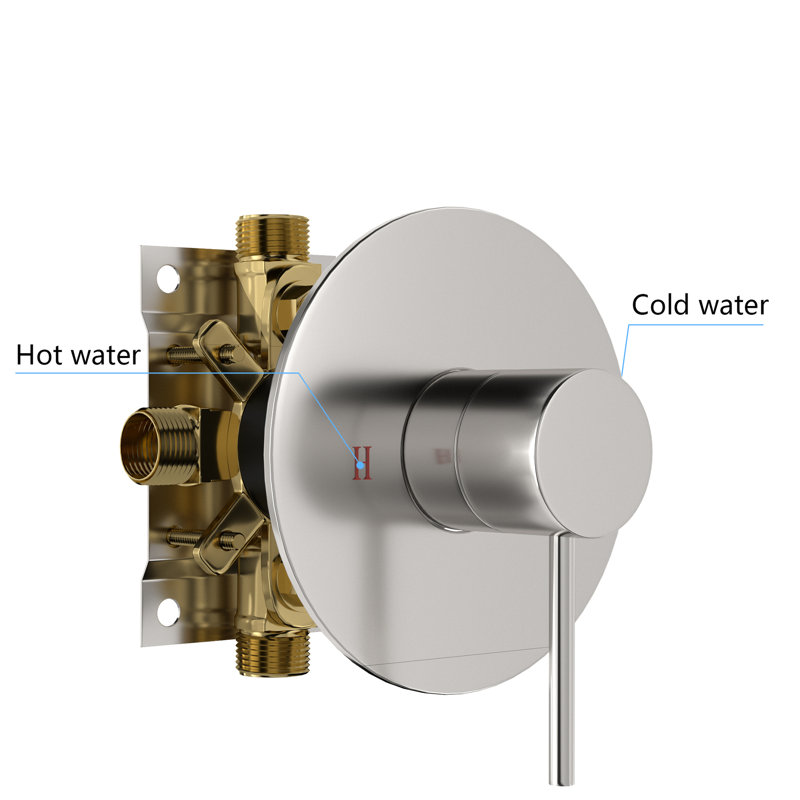 Robinet de douche à effet pluie de 10 pouces, nickel brossé - Valve équilibrée, fixation murale, installation facile et système de poutre, tête de pluie de 10 po, propreté