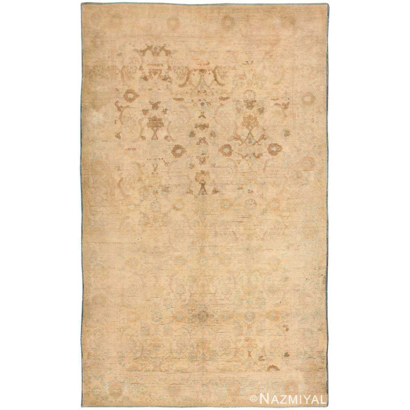 Tapis ivoire antique en coton Agra