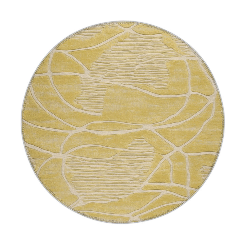 Abstract Brown Indoor and Outdoor Area Rug, Rectangle 5' x 7'