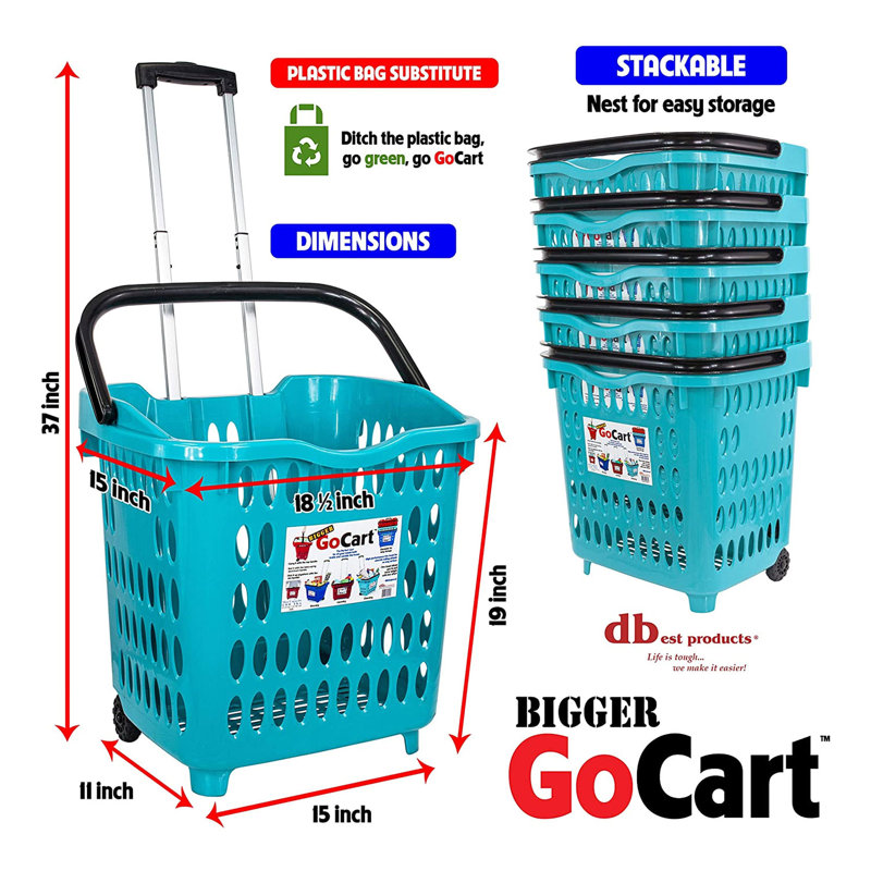 Plastic Rolling Laundry Basket with Handles