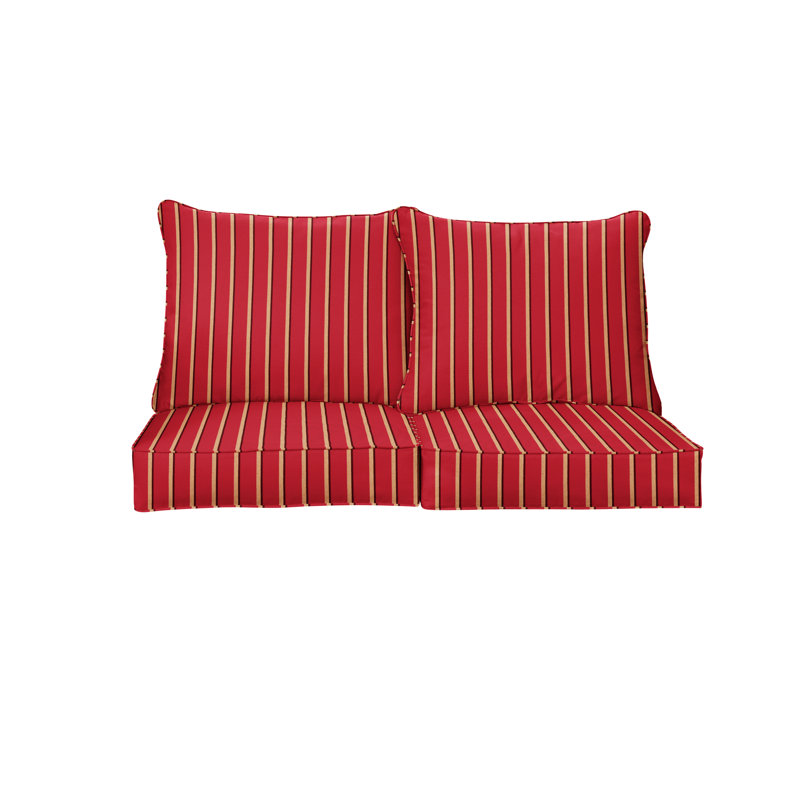 Sunbrella Outdoor Loveseat Pillow and Cushion Set, Sunbrella - Harwood Crimson, 29 in W x 27 in D x 5 in H