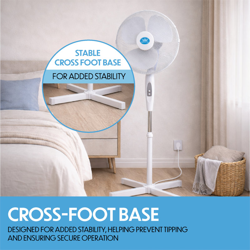 16" Pedestal Fan with Remote, Timer, Oscillation & Adjustable Height