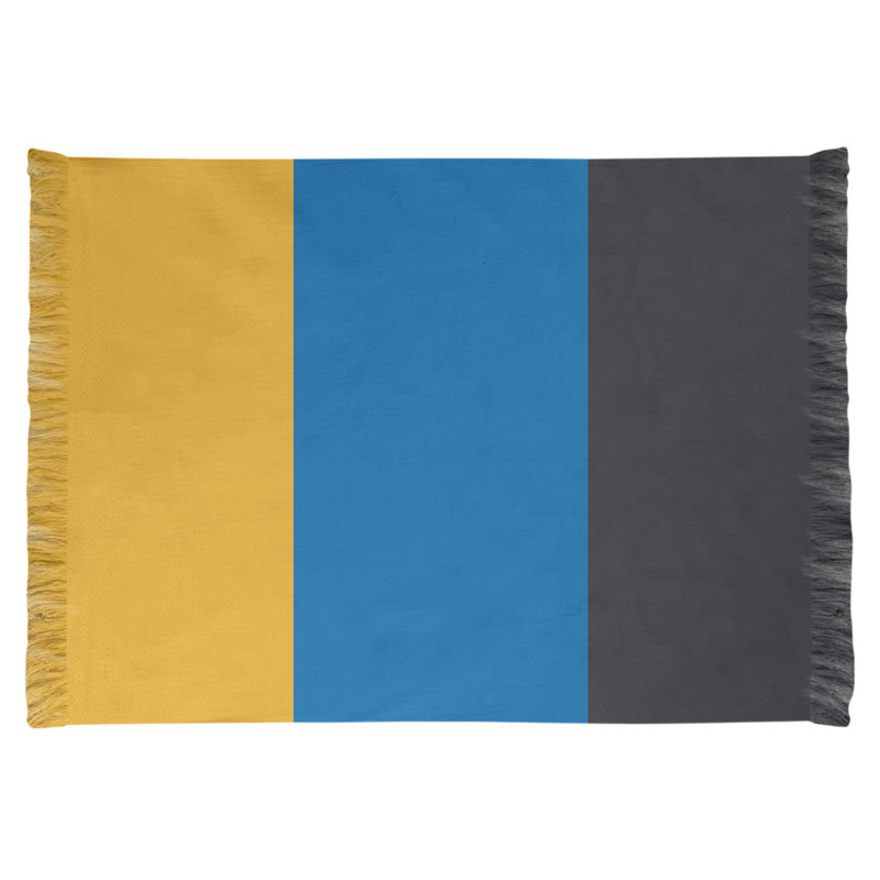 Tapis rayé 4,6 pi x 5,5 po jaune/bleu/ardoise