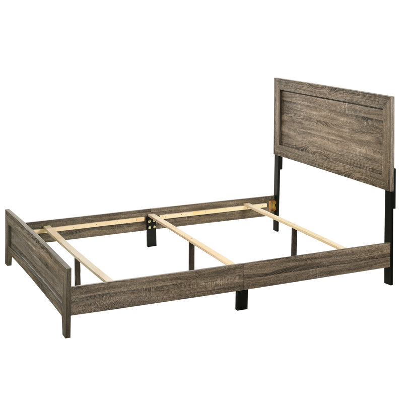 Grand lit à panneau gris, option de mobilier de chambre à coucher en bois de taille moderne en gris, ameublement de qualité