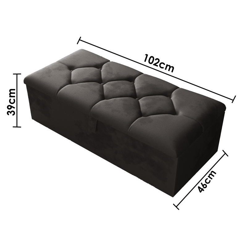 Akerria 102cm Wide Rectangle Striped Ottoman Storage Box with Hydrolic Arm, Charcoal