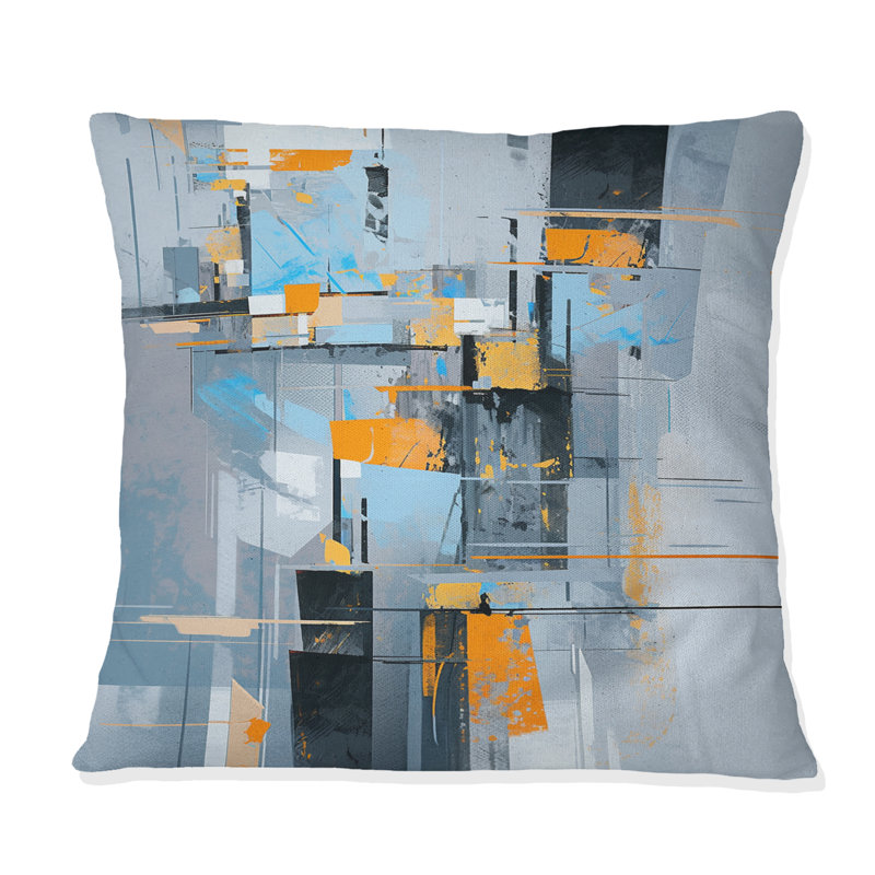Coussin décoratif gris et orange à emboîtement Perspectives I