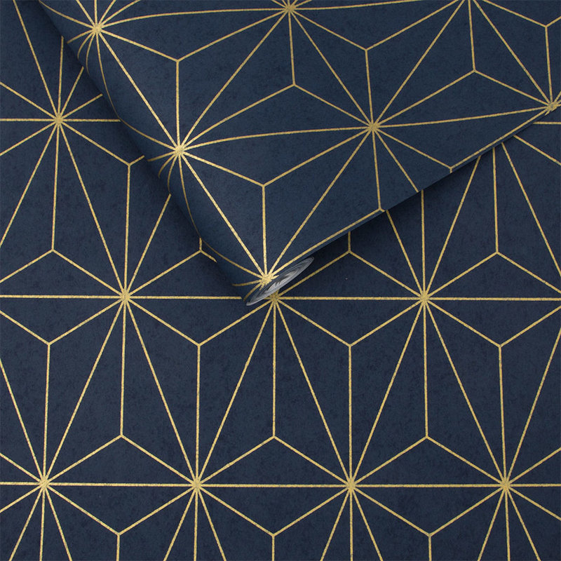 Prism Geometric Wallpaper Roll, Navy/Gold