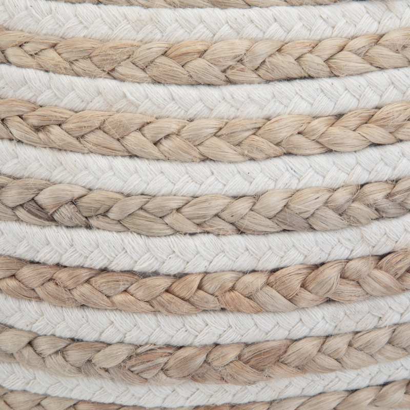 Yolanda 20"W Round Jute and Cotton Pouf