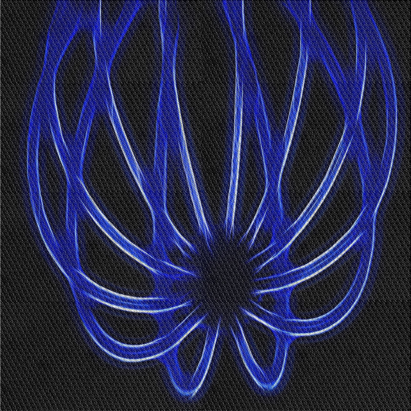 Laine tissée à la machine à motifs géométriques et polyester bleu marine/noir Tapis décoratif, Carré 5 pi