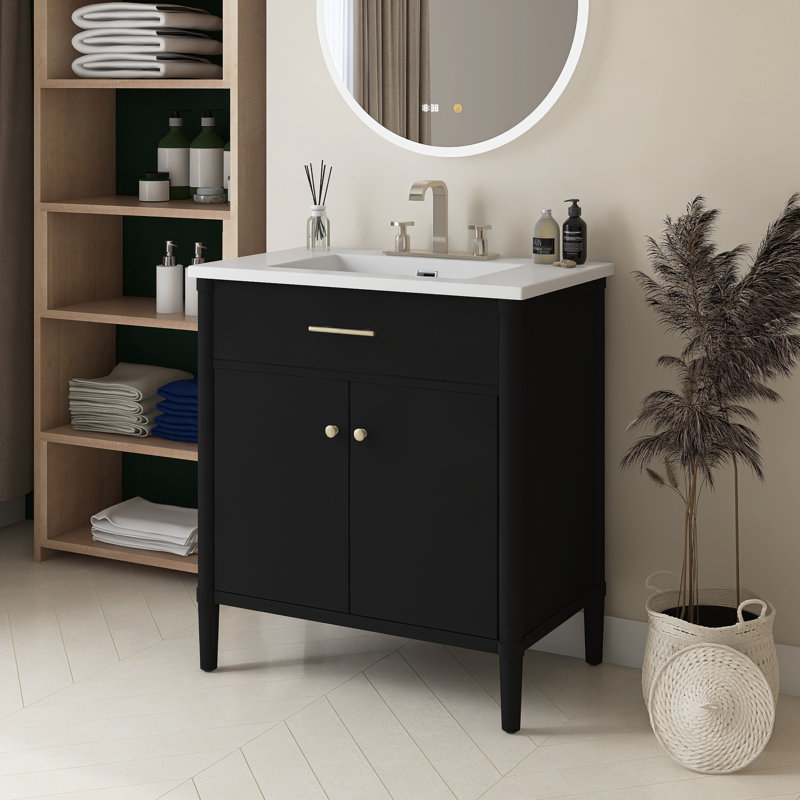Meuble-lavabo 31 po avec lavabo, Noir
