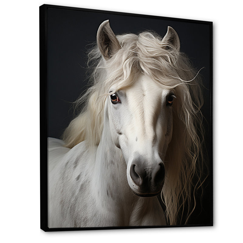 «White Horse Subdued Tones», reproduction sur toile, H 20 po x l 12 po x P 1 po, Cadre flottant noir