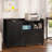 File Cabinet with Charging Station, Mobile Lateral Filing Cabinet with Locking Drawer, Printer Stand with Open Storage Shelf with Wheels, for Letter/Legal/A4 Size Files,Black