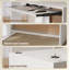 L-Shaped Corner Desk, Computer Desk with Keyboard Tray and Open Shelves, White Wood Effect