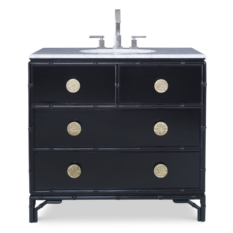 Bamboo 38'' Single Bathroom Vanity with Marble Top