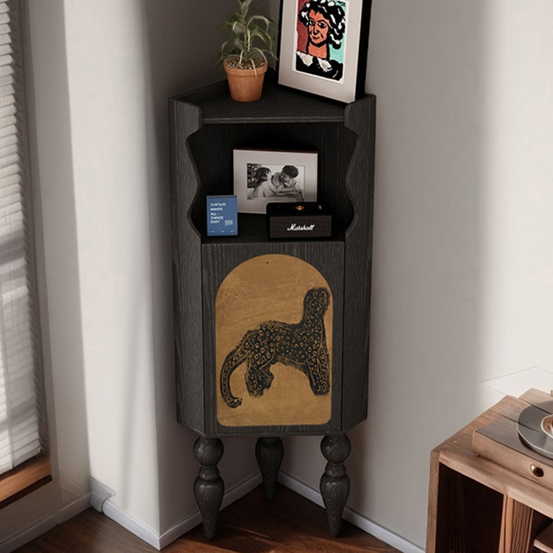 Modern multi-functional corner bookcase, Black