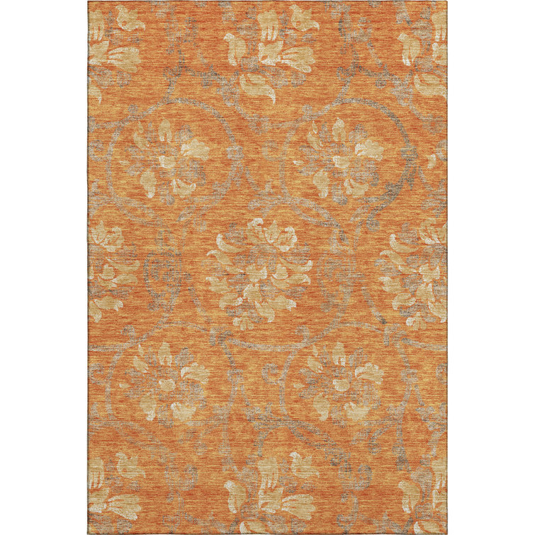 Premium Machine Washable Prisco Orange Rug