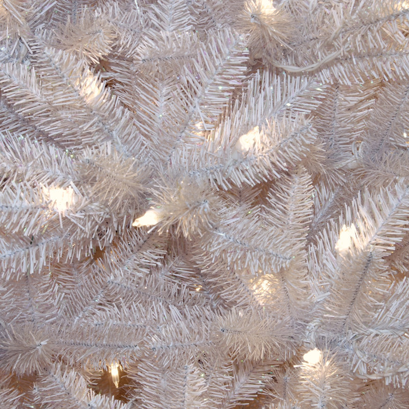 The Holiday Aisle® Dunhill Fir White Tree with Clear Lights, 9'