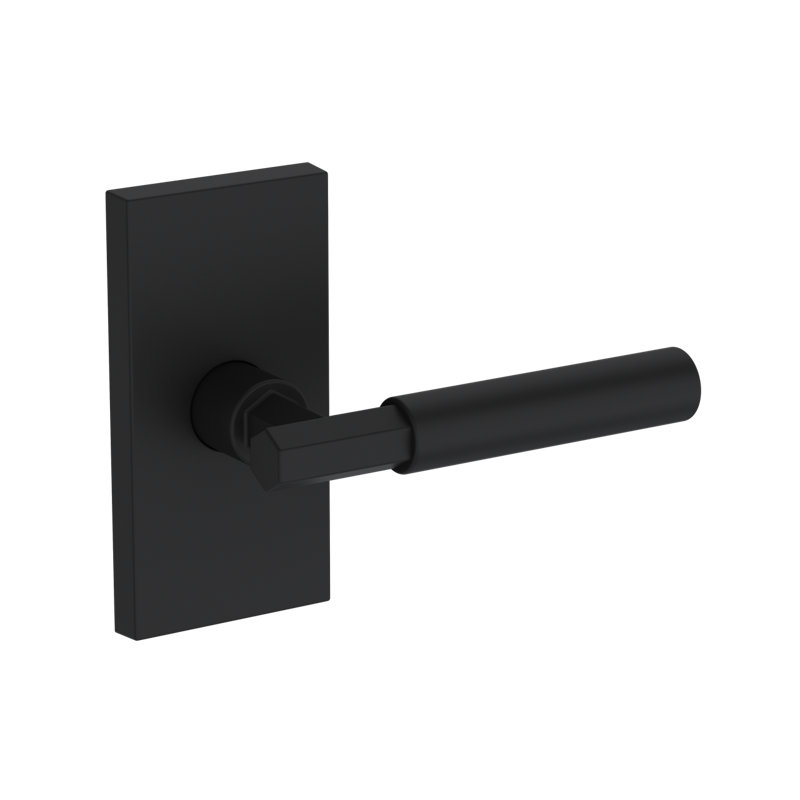 Riddling Half Dummy Lever with Contemporary 5in Rose in Satin Nickel, Matte Black