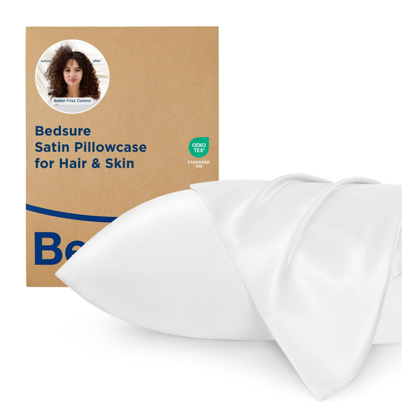 Bedsure Cooling Satin Pillowcase Envelope Closure(Set Of 2), White