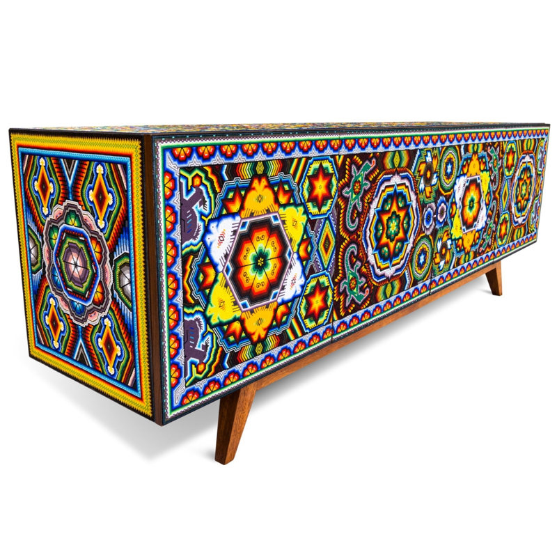 Console Huichol en bois de cèdre