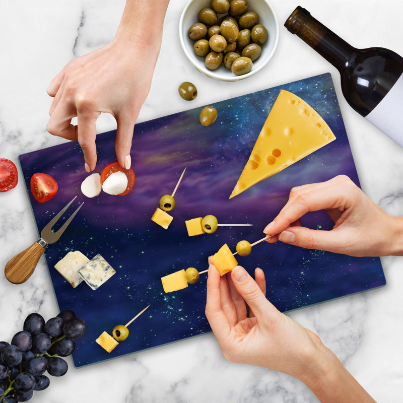 Ambesonne Outer Space Cutting Board Large Size Galaxy Nebula Star Purple Blue