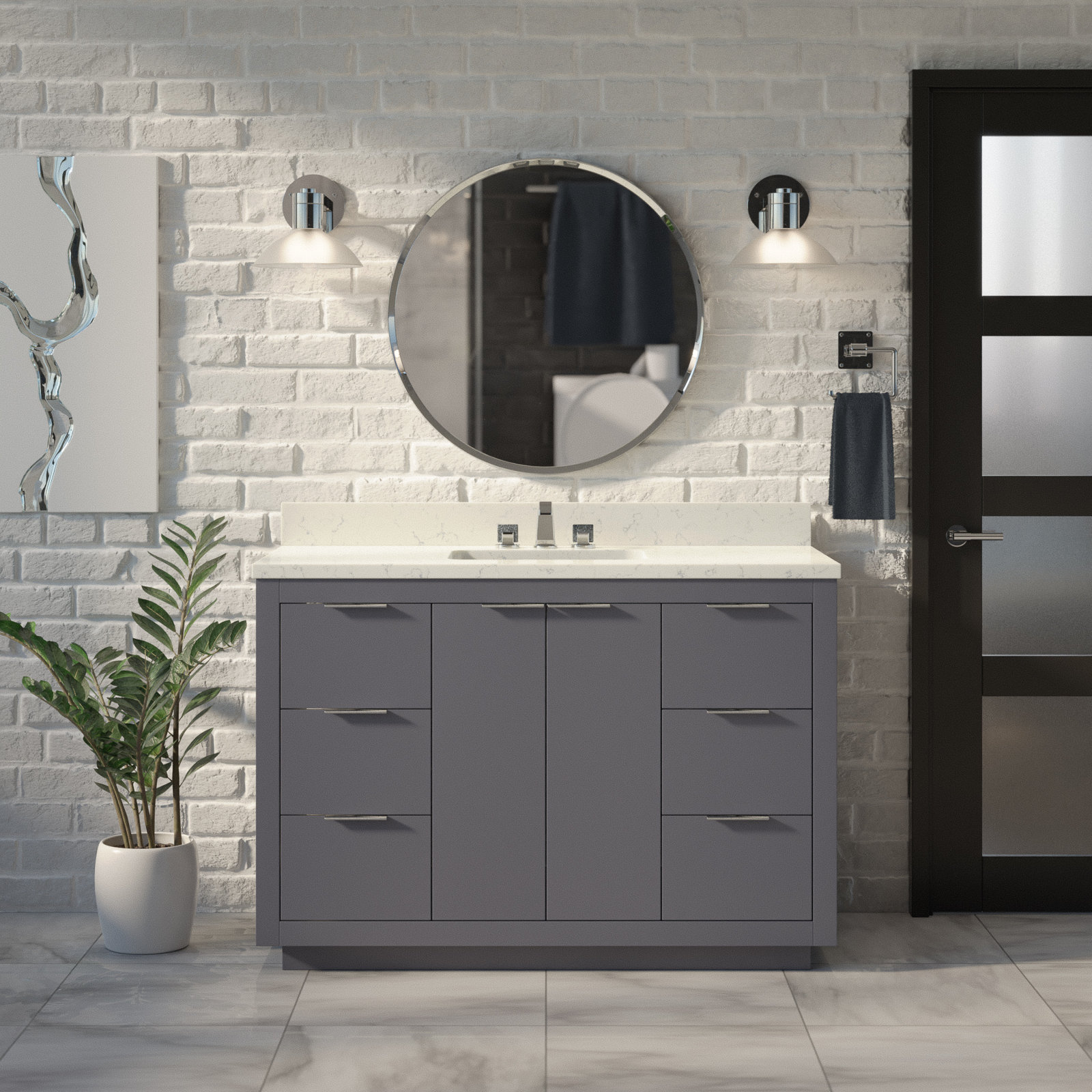 Anastazia 48'' Single Bathroom Vanity, Marine Gray