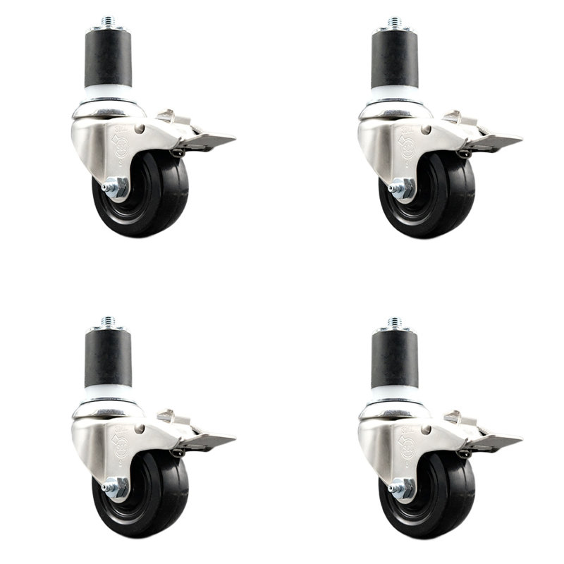 Roulettes pivotantes, H 3,5 po x l 3,5 po