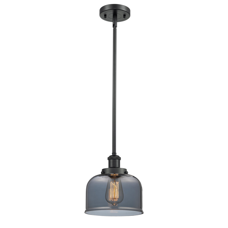 Mini luminaire suspendu en forme de tige 8 po Ballston Urban Bell, Plaqué couleur fumée, Noir mat, Ampoule non incluse