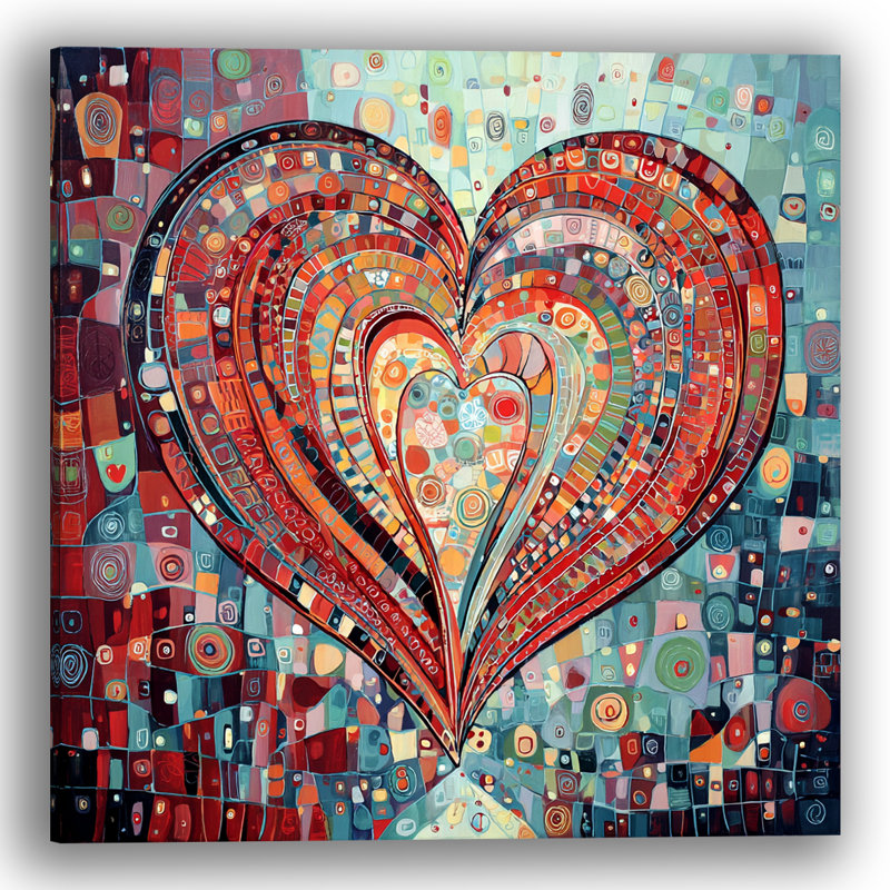 «Mosaic Heart Radiance», art mural sur toile tendue, 20 po L x 20 po H x 1,5 po P