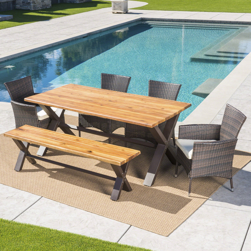 Arbus Rectangular 6-Person 70.75" Long Dining Set with Cushions