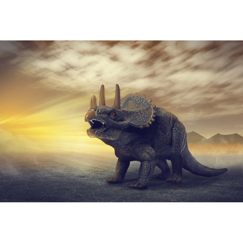 Triceratops Dinosaur by Yudhistirama - No Frame Print on Canvas, 51cm H x 76cm W x 3.8cm D