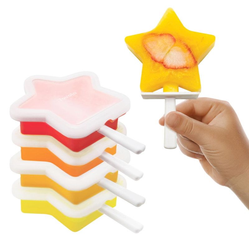 Tovolo Star Stackable Ice Pop Molds Set of 4 Silicone with Drip Guards, Assorted