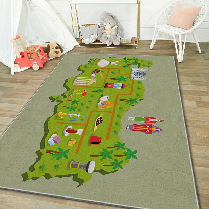Luxurious Polyester Area Rug, 3.3 x 4.6 Feet | 740 g/m² Velvet Fabric, Non-Slip Felt Dot Underside, Laminated Sponge for Comfort | Antibacterial, Machine Washable at 86°F | Elegant Digital Print Design for Home Décor