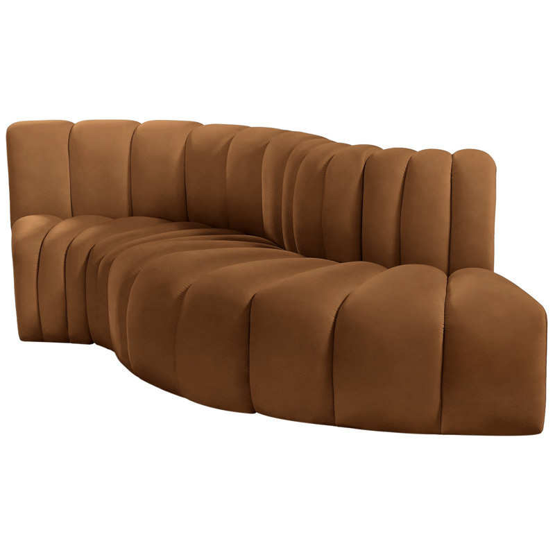 Houssam Upholstered Curved Sectional Reversible, Saddle Velvet