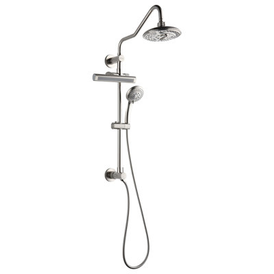 FORNO ACQUA AcquaFALL Shower, Brushed Nickel Finish, Overhead Rainfall Shower, 7 Function Diverter, Handheld Shower Head, Body Jets, 2.5 GPM Flow Rate