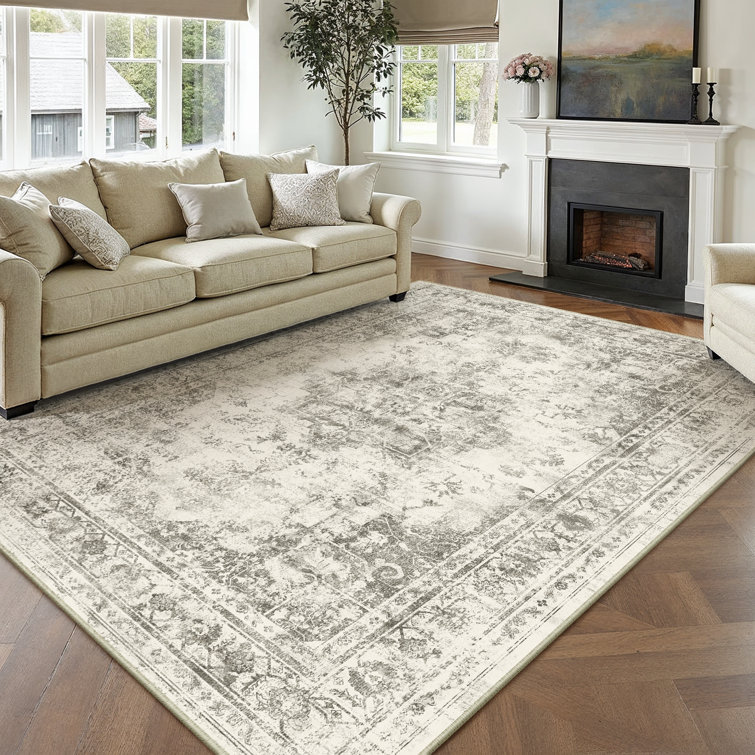 Vintage Oriental Machine Washable  Area Rug with Non-Slip Backing