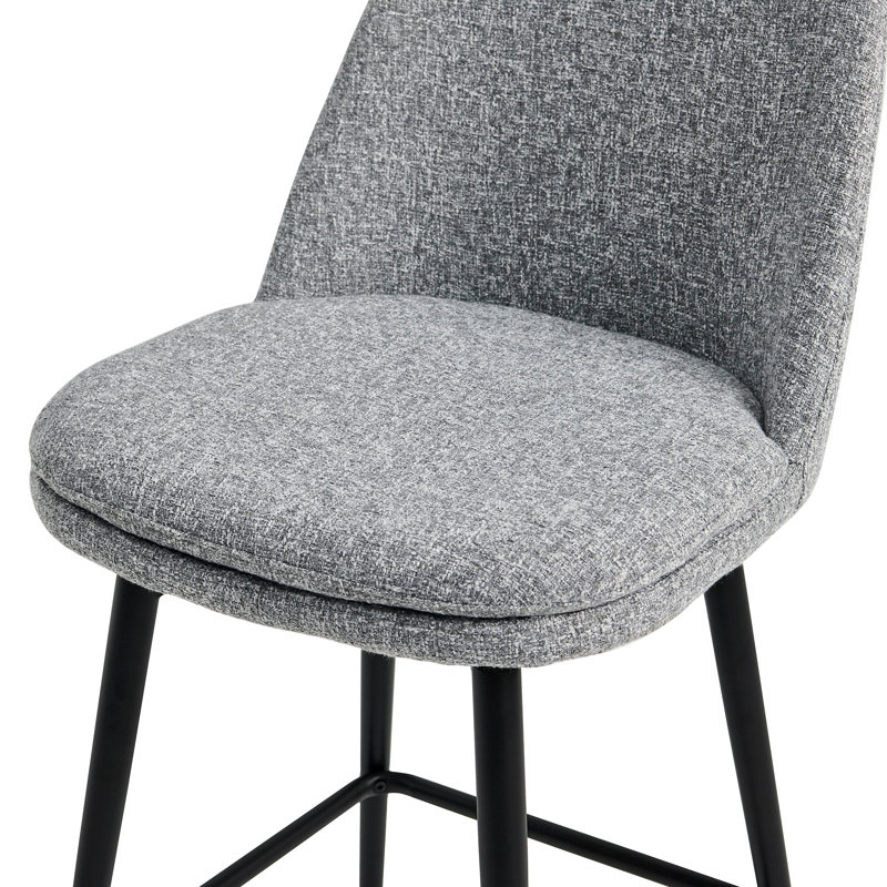 Tabouret pivotant Betzalel (ensemble de 4) - 100% polyester, Gris, 3