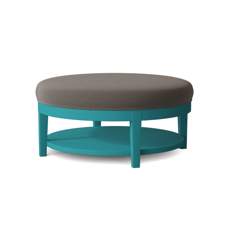 Midtown Upholstered Ottoman, Gray Sugar Performance; 0863-84, Brass Finish