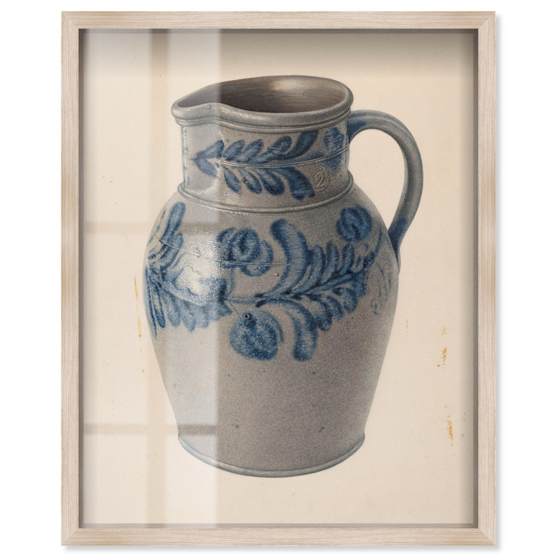 «Blue Vine Shadowbox Print» par Art Remedy, H 21 po x l 17 po, Crème, crème