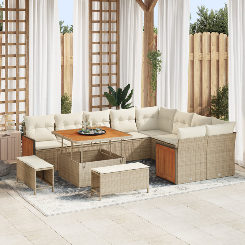 286cm Wide Patio Sofa with Cushions