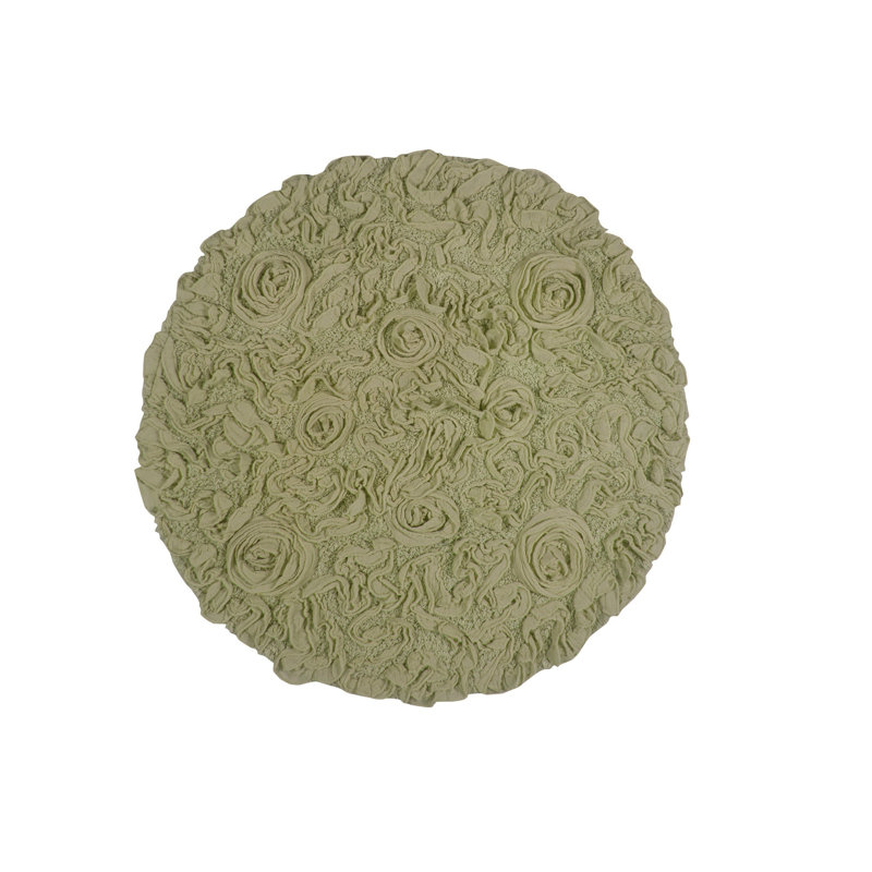 Tapis de bain rond 100% coton Home Weavers Franciska, L 22 po x L 22 po, Vert