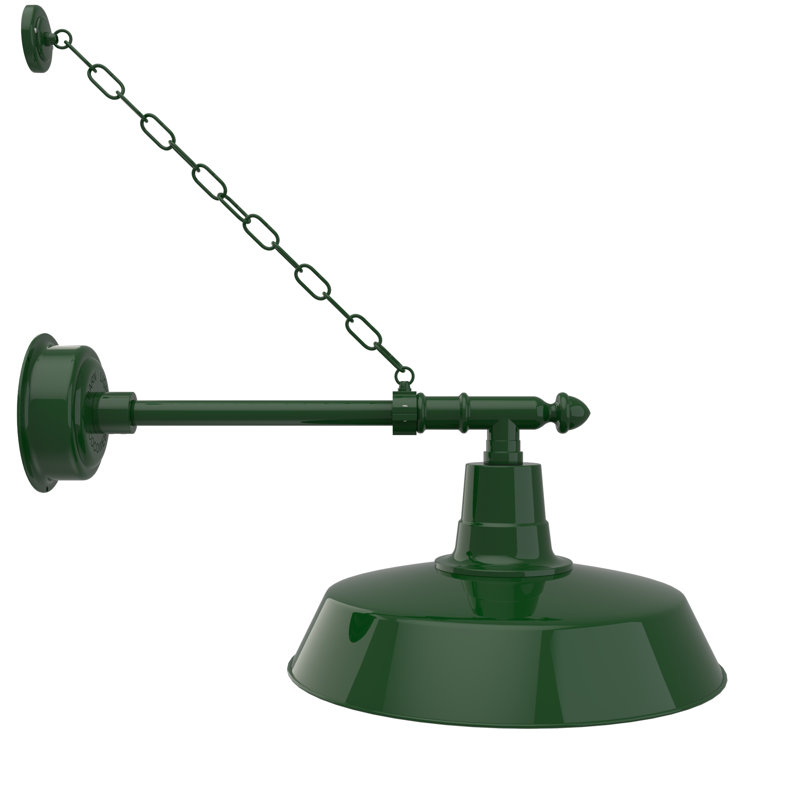 Luminaire de grange d'extérieur Oldage, H 11 po x l 8 po x P 30 po, Vert rétro