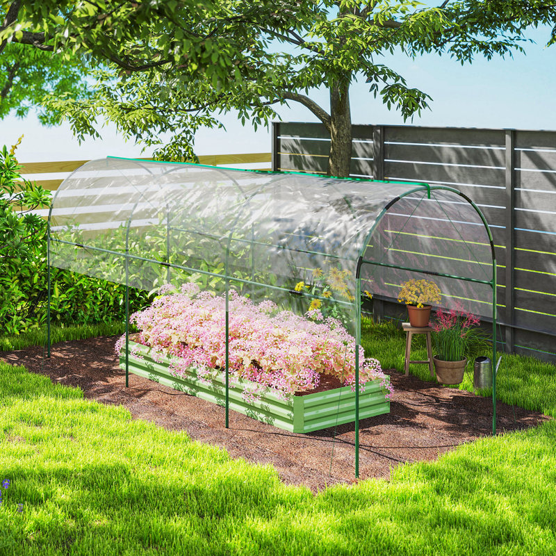 Serre de tunnel avec 4 cerceaux et robinet supérieur, transparent