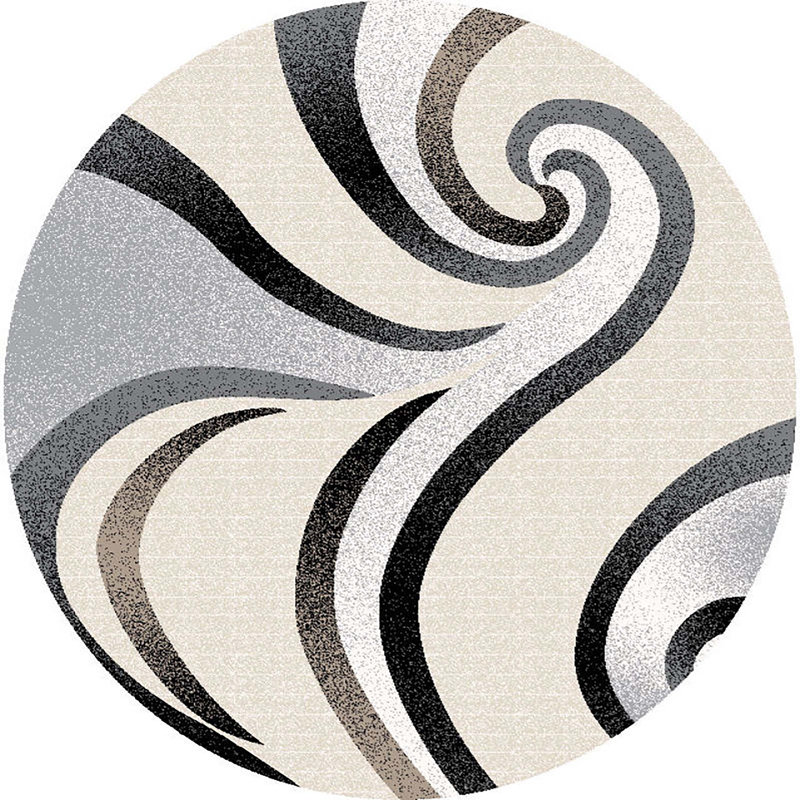 Tapis gris / taupe à motif abstrait 3D Chevonne Premium, Rond 7 pi