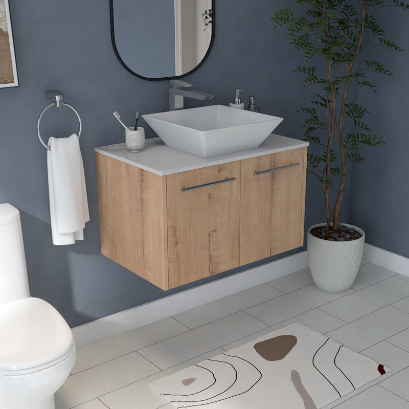 Meuble-lavabo simple 29,56 po avec plateau en pierre frittée Jorga