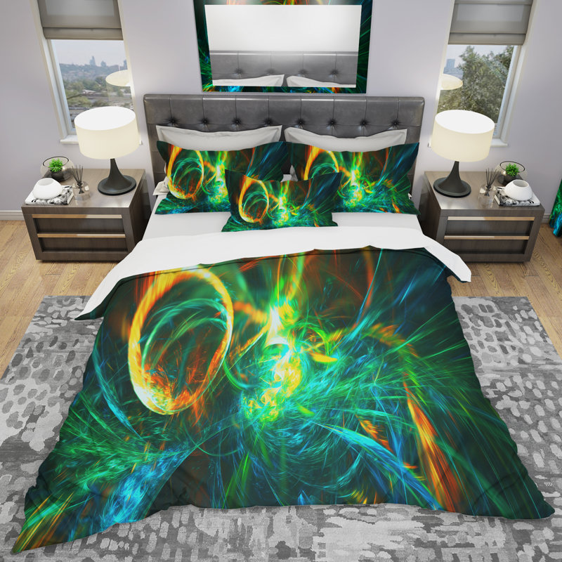 Feu vert abstrait - ensemble de housse de couette abstrait - microfibre de polyester