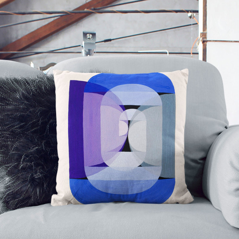 Blue Grey Violet Wheel Square Throw Cushion, 40cm H x 40cm W x 15cm D