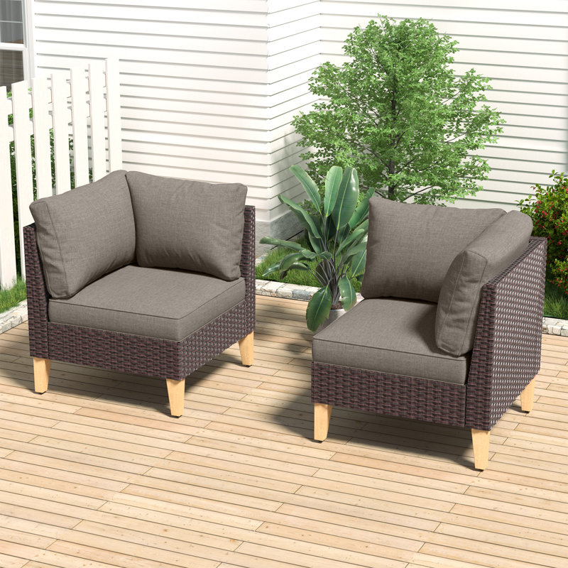 Chaise d'appoint de patio avec coussins Tuule, Gris