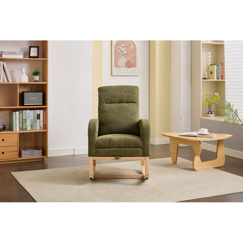 Chaise berçante moderne à haut dossier avec poche latérale pour le salon, Cyan