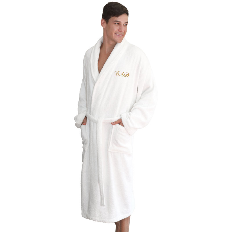 Peignoir en chiffon de genre 100% coton dad, Petit / Moyen, Blanc / Doré